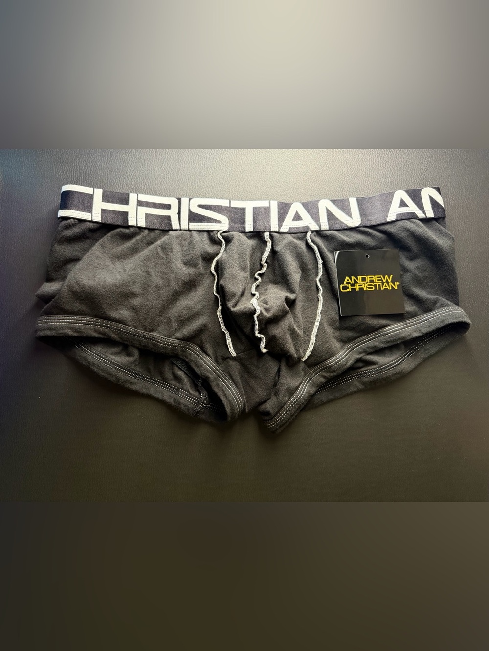 Andrew Christian Trunks with Show-it Pouch and Built-in Jock Large Black